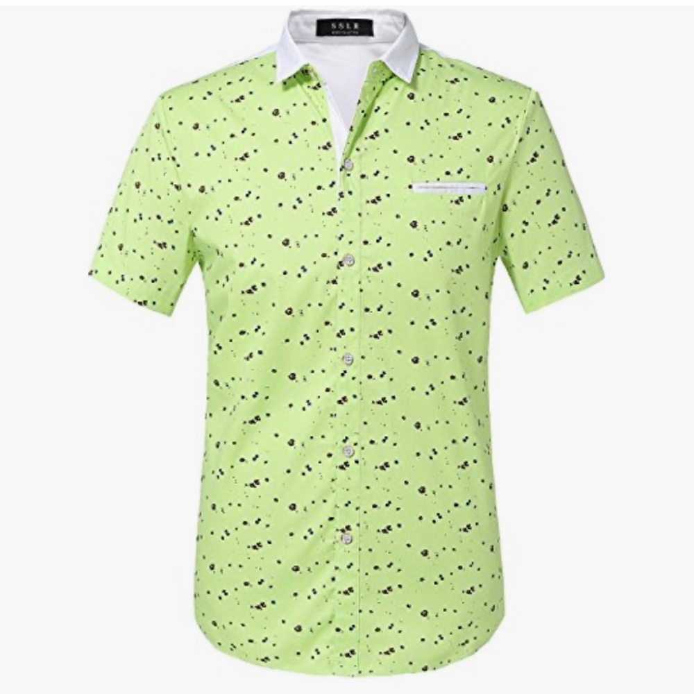 M108 NWT SSLR Men’s Short Sleeve Casual Button Up Collared Pocket Shirt -Size: L